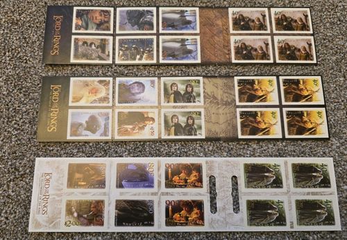 The Lord of The Rings New Zealand Post Stamps Complete Set All 3 Films Rare. — image 1