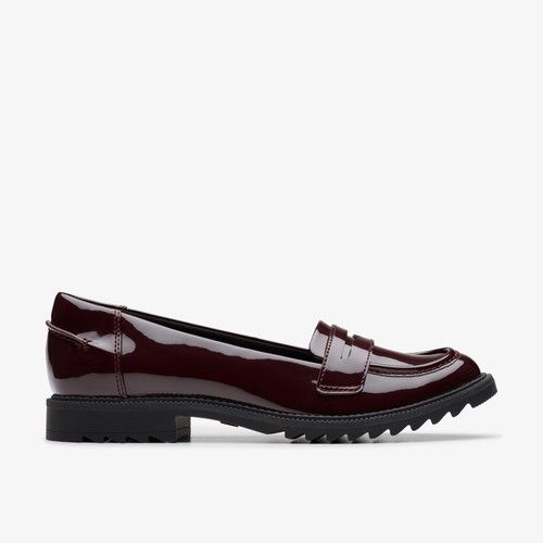 Clarks Womens Griffin Milly Burgundy Loafers,Slip Ons Synthetic Casual