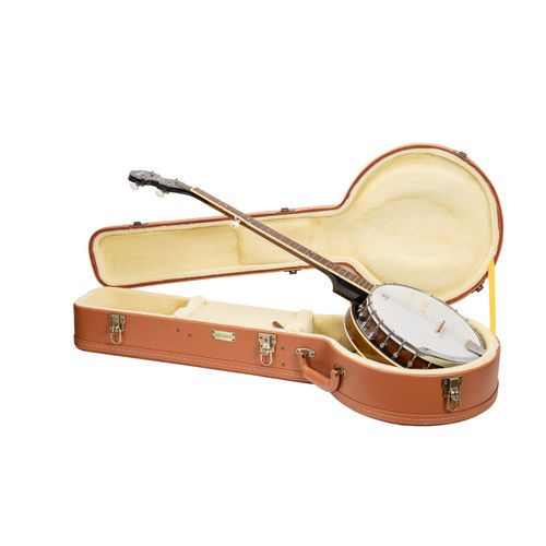 Crossrock Relief Series Wooden Case for 5 String Resonator Banjo-Redwood