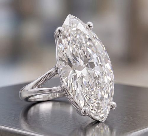 Certified 4.60 Ct Marquise Shape White Natural Diamond Ring White Gold Finish