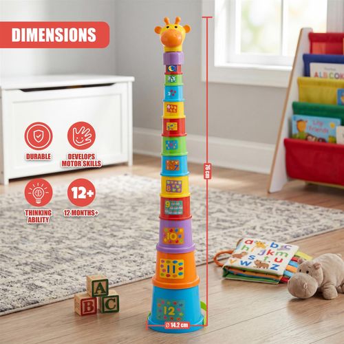 Gerry The Giraffe Stacking Cups Nesting Shape Sorter Block Baby Toddler Toy 75cm — image 4
