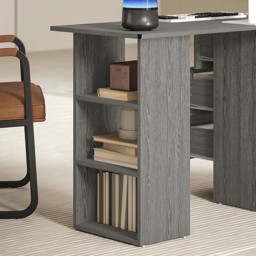 HOMCOM 120cm Computer Desk, Study Table with 3 Shelf & Drawers, Grey — image 8