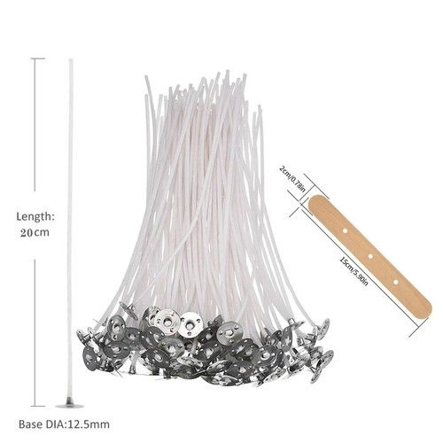 CANDLE WICKS PRE WAXED WITH SUSTAINERS LONG TABBED FOR CANDLE MAKING CRAFT UK
