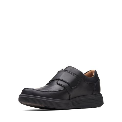 Clarks Mens Un Abode Strap Loafer Black Leather Loafers,Riptape — image 4