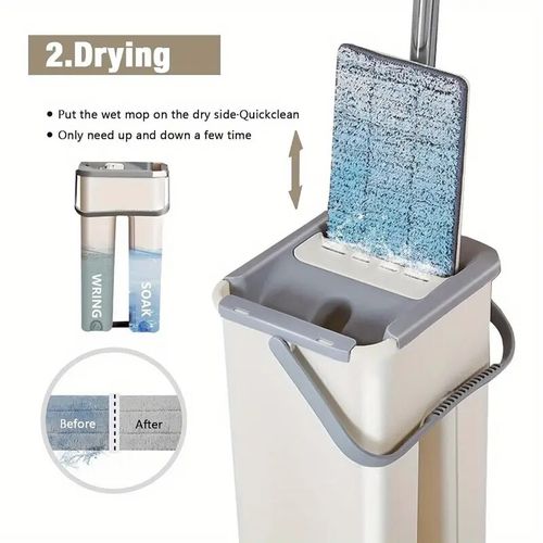 10 PacK 360° Flat Mop and Bucket Set Mop Dry Squeeze & Multi-Functional Wash — image 10