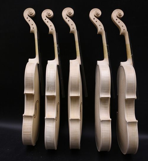 Master White Violin Unfinished 4/4 Tiger Flame Maple Spruce Handmade Violin — image 3