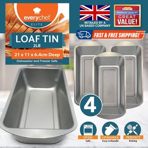 4pk 2lb Loaf Tin Set | 21 x 11 x 6.4 CM Bread Baking Cake Pan Oven Tray Bakeware