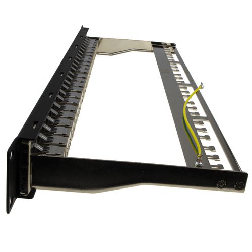 24 Port Rack Mount RJ45 CAT6A SHIELDED Through Coupler Patch Panel with Back Bar — image 3