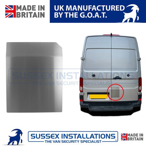 Van Security Shield For VW Crafter 2017-On Rear Barn Door Brushed — image 1