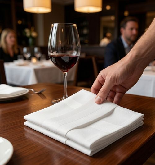 Luxury 100% Cotton Damask Napkins 56x56cm Satin Band Dinner Cloths serviettes — image 5