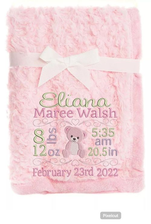 Personalised Baby Blanket Embroidered Soft Bubble Boy Girl Gift Stars Newborn — image 1
