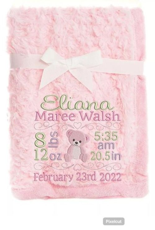 Personalised Baby Blanket Embroidered Soft Bubble Boy Girl Gift Stars Newborn