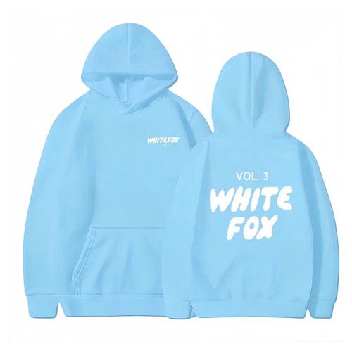 Girls Boys WhiteBlackFoxsPocket Hoodie Kids Sweatshirt Casual Pullover Jumper