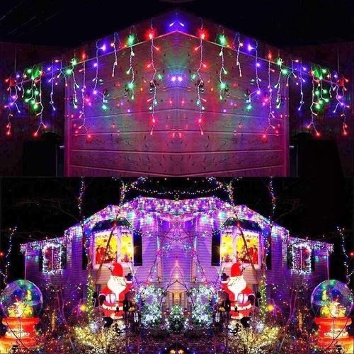 Christmas Lights 240 LED Icicle Waterfall Snow Chaser Outdoor Xmas Home Decor — image 4