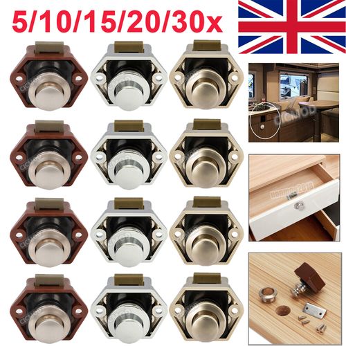 5-30x Push Button Latch Catch Cupboard Door Cabinet Camper Van Caravan Lock Knob — image 1