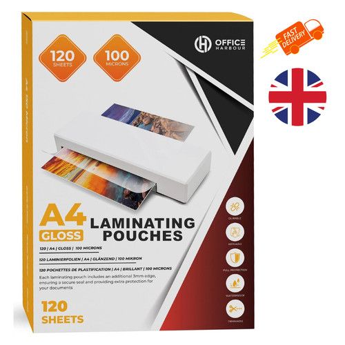 A4 Laminating Pouches – 120 Sheets | 100 Micron | Gloss Finish | Waterproof