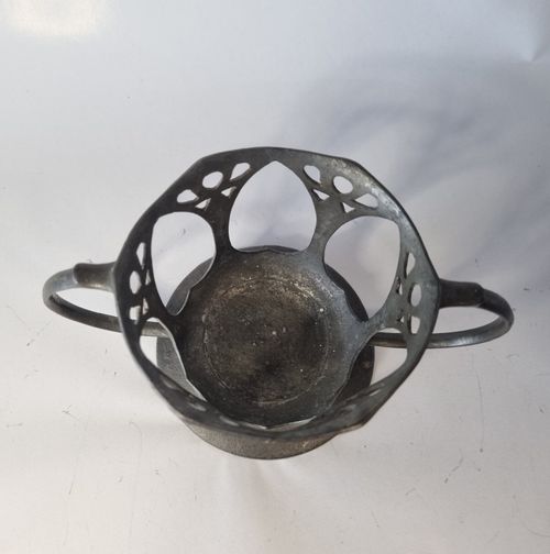 Antique Liberty Tudric Art Nouveau Pewter Glass Cup Holder No Liner — image 6