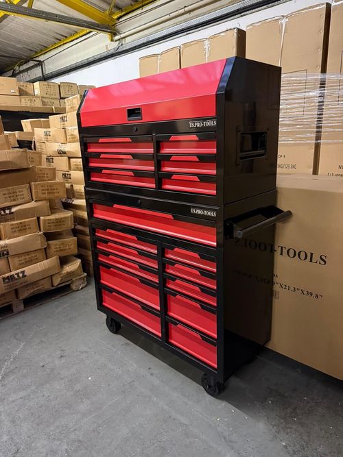US PRO TOOL CHEST CABINET BOX SPECIAL EDITION! RED BLACK SOFT CLOSE DRAWERS 42" — image 4