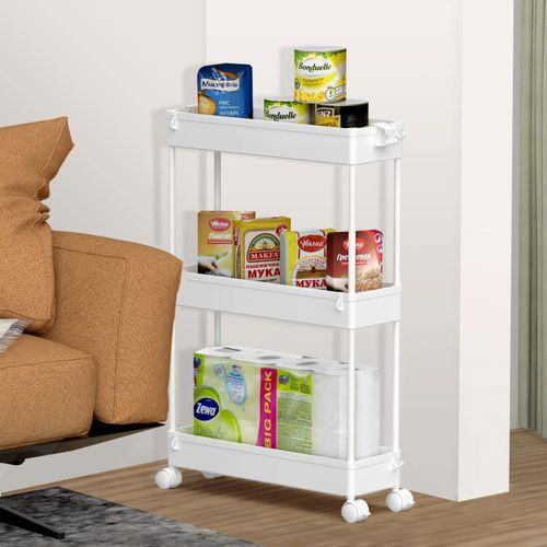 3-5 Tier Storage Trolley Cart Kitchen Bathroom Laundry Narrow Space Rack Rolling — image 7