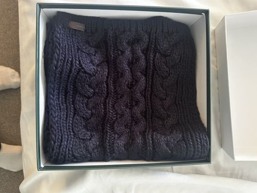 Schöffel Bakewell 2pc Hat & Scarf Set Cable Knit Pom-Pom Navy One Size — image 5