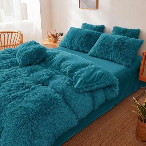 Fluffy Long Faux Fur Duvet Cover Shaggy Teddy Fleece Soft Warm Winter Bedding — image 12