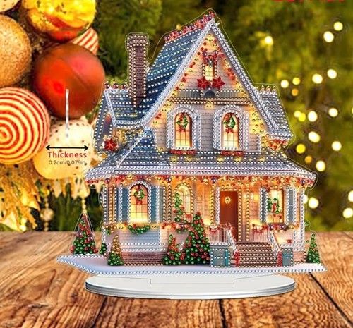 Christmas Villa House Art Kit, 2D DIY Festive Diamond Painting Art Table Top Kit
