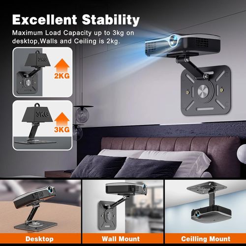 Desktop Projector Stand, 360° Rotation Projector Ceiling Wall Mount with 1/4"  — image 3
