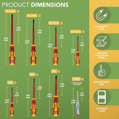 BLOSTM Insulated Screwdriver Set 8pcs VDE 1000V Electrical Magnetic Tips — image 7