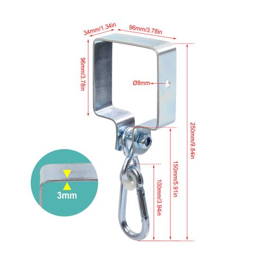 SWING HOOKS HANGERS SQUARE (PAIR) GALVANIZED IRON for 90mm diameter timber 200kg — image 8
