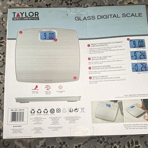 Taylor Glass Digital Scale Silver Square High Capacity Modern Bathroom Scale — image 3