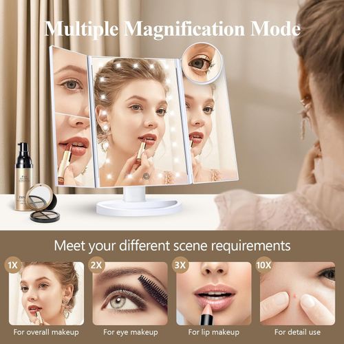 LED Folding Touch Screen Make up Mirror Magnifying Makeup Cosmetic Shaving 🎁 — image 17