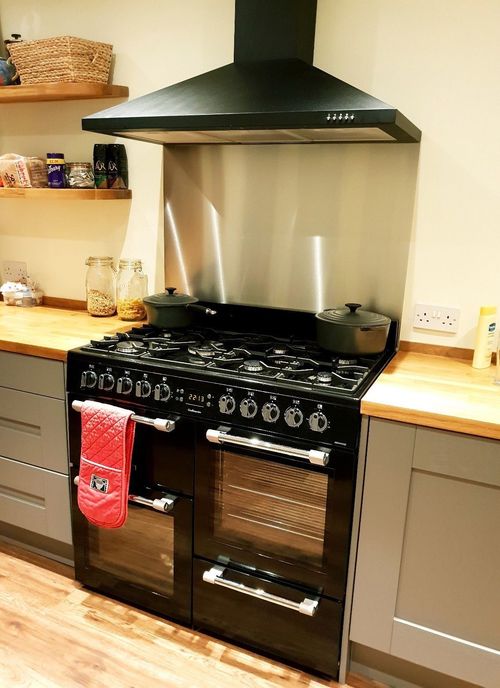 Stainless Steel Splashback Kitchen Wall Protector Behind Cooker Hob Brushed — image 1