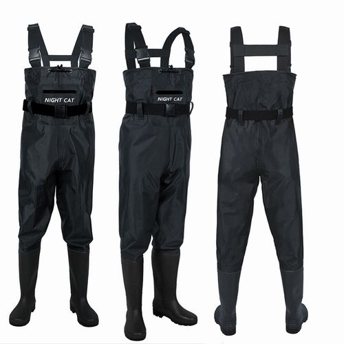 Night Cat Mens Chest Waders & Boots Waterproof PVC Hunting Fly Fishing Size 7-13 — image 1