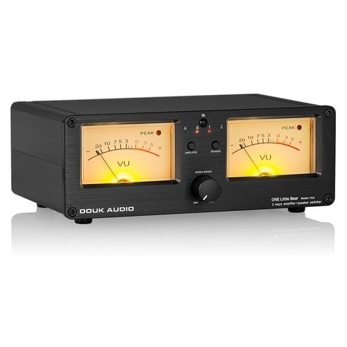 Douk Audio VU3 2-way Amplifier/Speaker Selector Box Dual Analog VU Meter