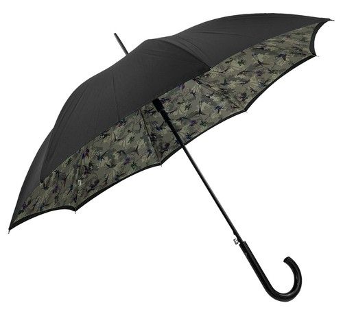John Lewis Archive Birds Bloomsbury Black Umbrella Auto Open Double Lined Fulton