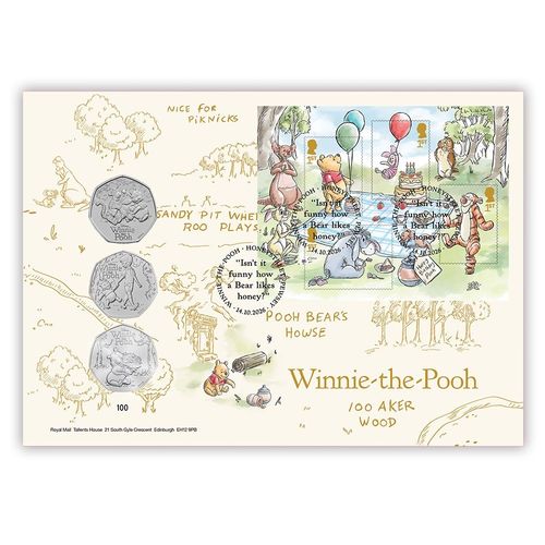 Winnie the Pooh Stamps & 3 x 50p BU Coin Cover from Royal Mail & Royal Mint — image 2