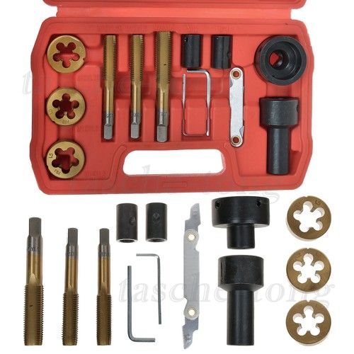 13PC TAP AND DIE SET for WHEEL NUTS BOLTS & STUDS M12x 1.25 M12x 1.5 M14x 1.5mm