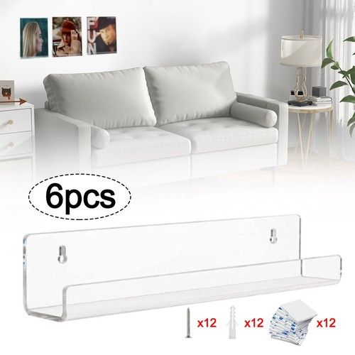 6 Pack Vinyl Record Album Wall Mount Display Shelf Acrylic Clear Home Decor