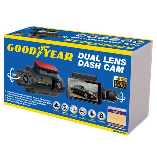 Goodyear Dual Lens Car Dash Cam with Front Rear Internal Camera HD Dashcam Taxi — image 3