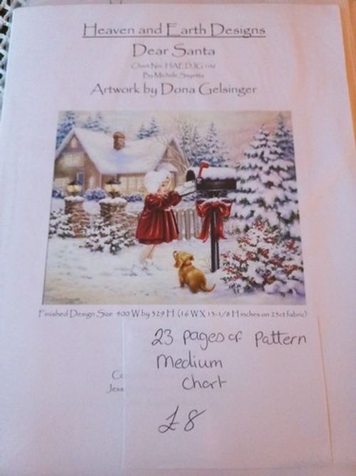 Cross Stitch Chart Heaven And Earth Designs Dear Santa By Dona Gelsinger