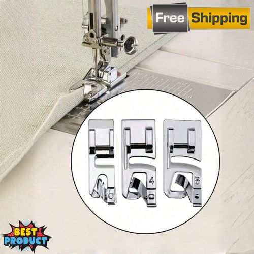 3pcs Rolled Hem Presser Foot 3/4/6mm Low Shank Multi-function Sewing Machine Set — image 1