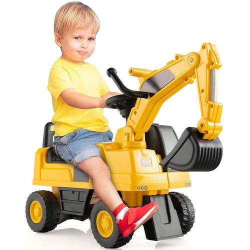 Yellow Ride-On Excavator - Rotatable Digging Bucket, Anti-Slip Wheels — image 2