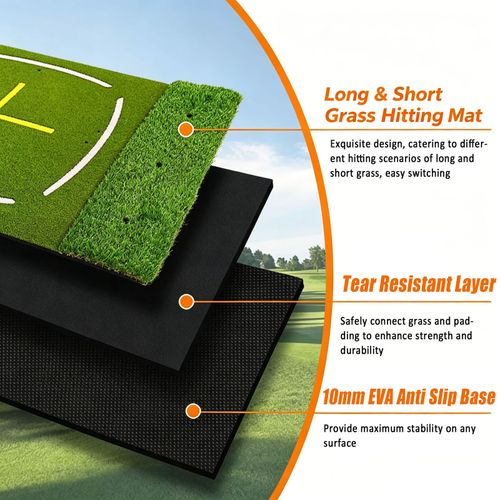 Golf Mat with Dual Turf Golf Hitting Mat with Standing Guide-Line & Swing Path — image 6