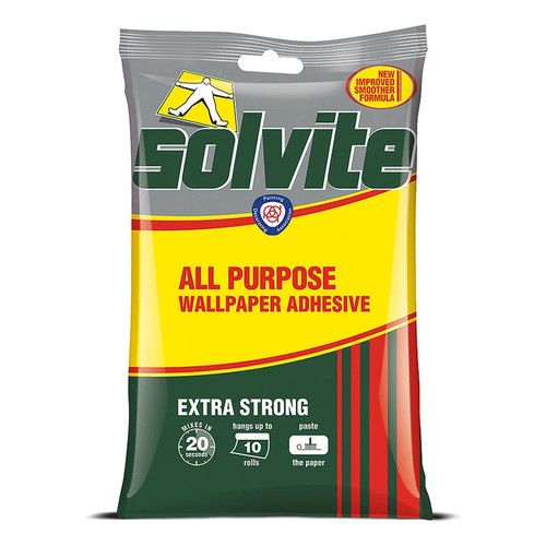Solvite Wallpaper Paste Adhesive All Purpose Extra Strong Hangs up to 4.5 Rolls