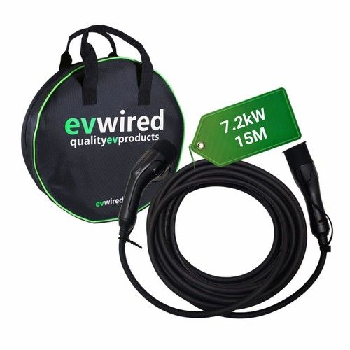EV Charging Cable 15M Type 2 to Type 2 32A 7kW Single Phase with Free Carry Case