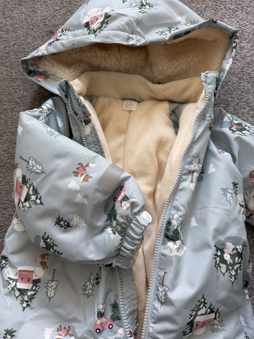 H&M Unisex Toddler Hooded Fleece Lined Full Zip Snowsuit 2-3Y Grey — image 4