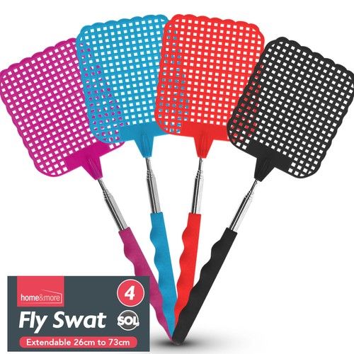 4 Fly Swatter Telescopic Extendable Long Handle Bug Insect Mosquito Wasp Killer