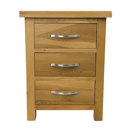 Oak 3 Drawer Bedside Table – London Oak Solid Wood Nightstand Fully Assembled — image 11
