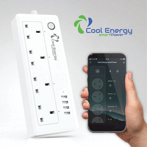 Smart Home 2m 4 Socket / 4 USB Extension Lead UK Plug WiFi Alexa Google Control
