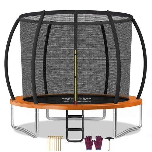 OUTDOOR TRAMPOLINE PREMIUM 6FT 8FT 10FT 12FT WITH SAFETY ENCLOSURE LADDER UK